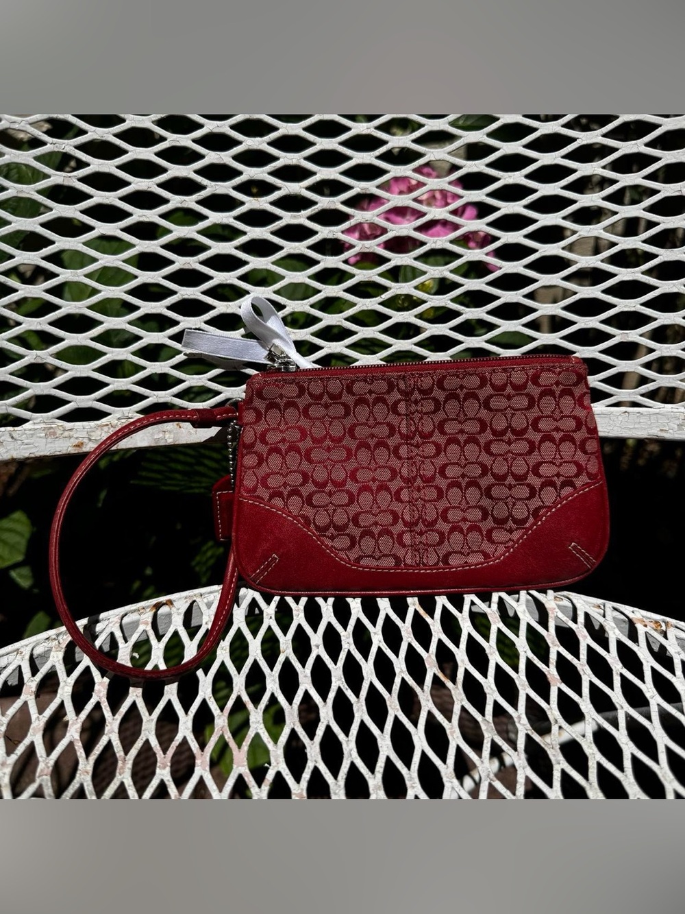 Vintage Coach Red Monogramed Wristlet - Picture 2 of 7